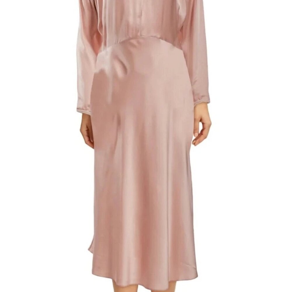 Forte Forte Silk Long Sleeve Midi Dress Rosado Blush Pink Womens Size 0 US 2